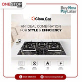 Glam Gas (Model-Hob Digital) Auto Ignition System Highly Tempered Glass Built In Hob (Natural Gas & LPG) Brand Warranty - Onestopmall.pk