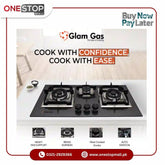 Glam Gas Built In Hob (Model-Hob Grey) Auto Ignition System (Natural Gas & LPG) Brand Warranty - Onestopmall.pk