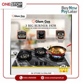 Glam Gas Built In Hob (Model-GG-07A Digital) Auto Ignition System (Natural Gas & LPG) Brand Warranty - Onestopmall.pk