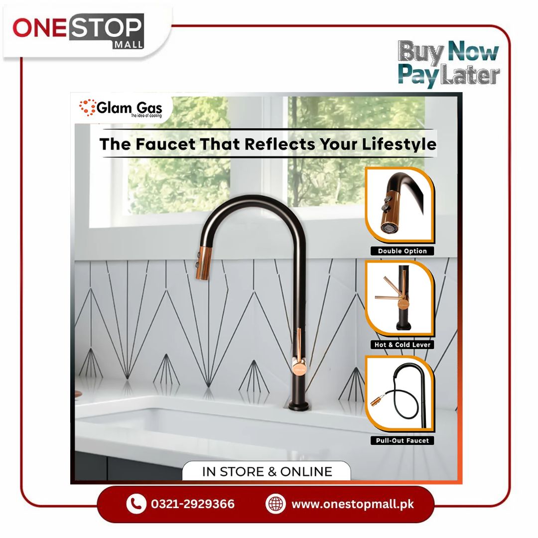 Glam Gas (Faucet Flow-12) Imported Aerater Stainless Steel Flexible Hose Brand Warranty - Onestopmall.pk