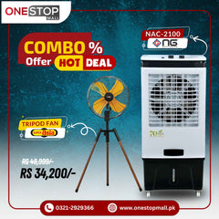 Combo Deal Discount Offer (Nasgas Inverter Room Cooler NAC-2100) ( Super Asia Tripod Fan 18 Inches)