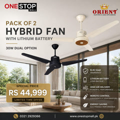 (Pack Of 2) Orient Hybrid Fan with Built-in Battery Ceiling Fans 1st time in Pakistan a new technology of Fan