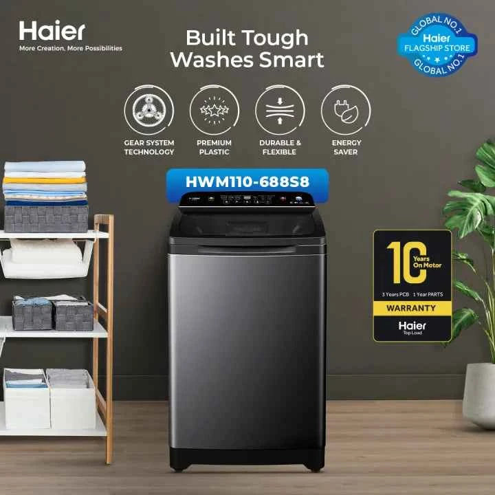 Haier Fully Automatic Top Loading Washing Machine HWM 110-688S8 - 11kg Brand Warranty