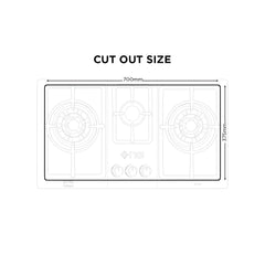 Nasgas Built In Hobs DG-444 BK (Steel Top) Heavy gauge double shade non magnet steel top 1 Year Brand Warranty