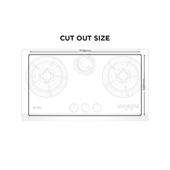 Nasgas Built In Hob DG-GN3 (Glass Top) 8mm Thick Tempered Glass 1 Year Brand Warranty