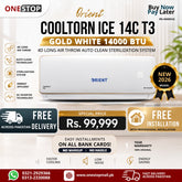 Orient Cooltorn Ice 14C T3 Gold White 14000 BTU 4D Long Air Throw Auto Clean Sterilization System