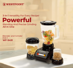 Westpoint Blender and Grinder WF-9491- Deluxe 3 in 1 Brand Warranty
