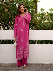 02 Piece Unstitched Embroidered Shirt with Trouser - Lakhany