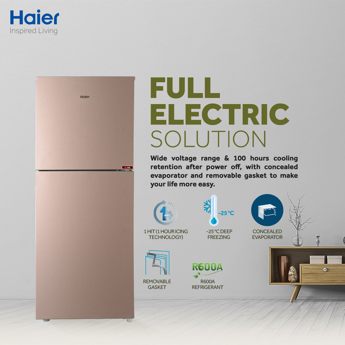 Haier Refrigerators 09 Cu Ft-E-Star Series-HRF-246 EBD-Deepest Freeze-Direct Cool-1 Hour Icing Technology-Metal Door-10 Years Warranty