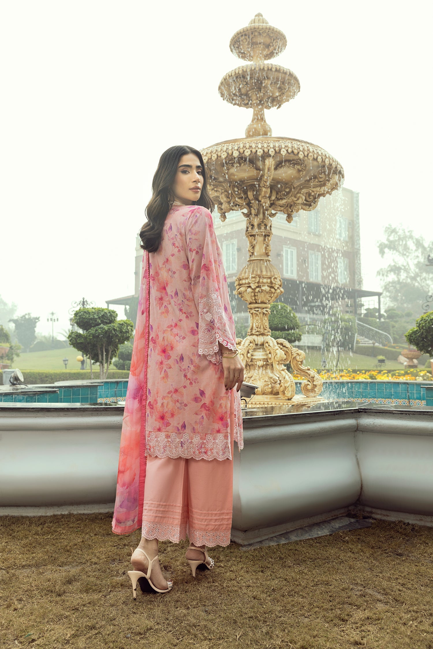 03 Piece Stitched Printed Embroidered With Printed Chiffon Dupatta