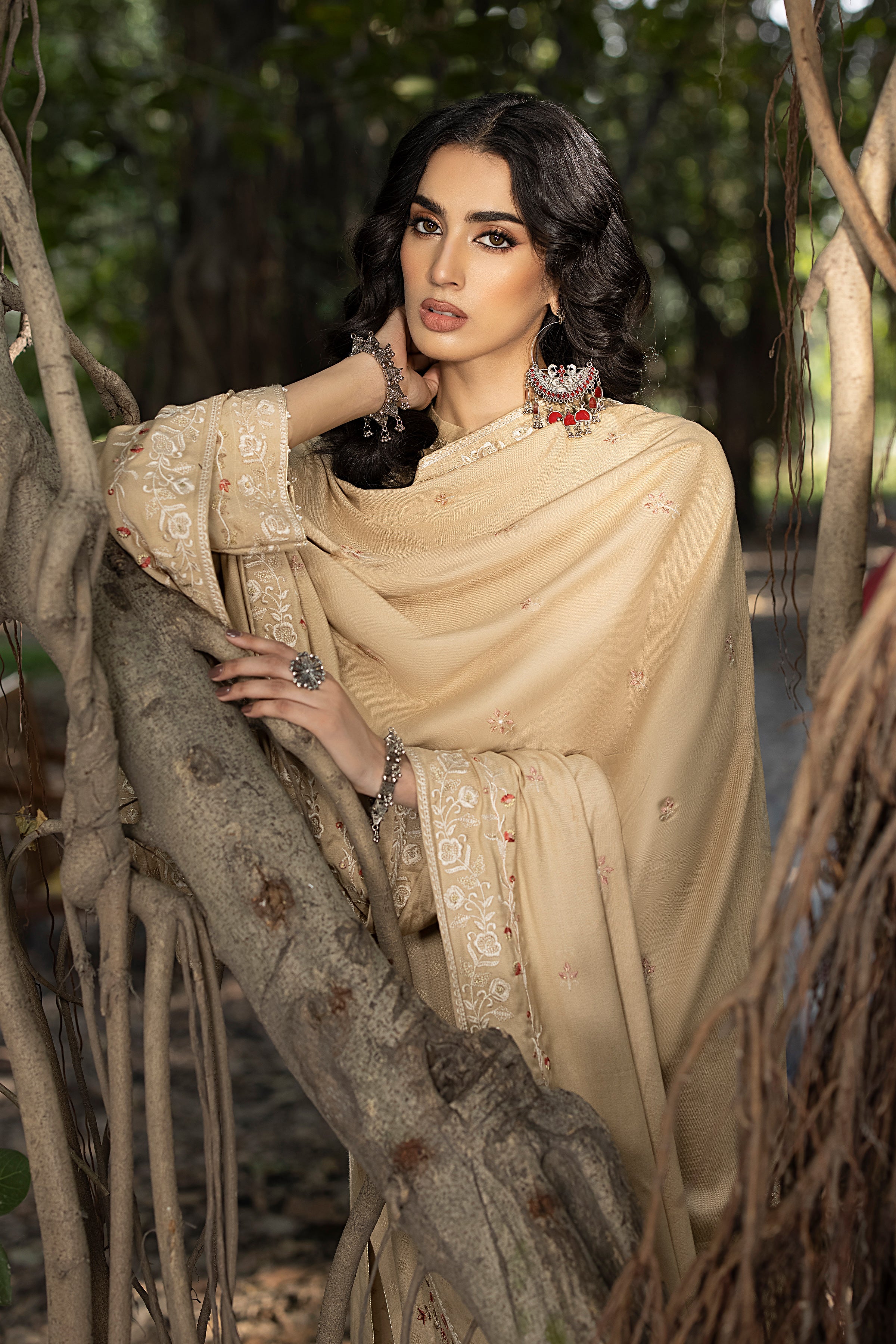 03 Piece Ready To Wear Embroidered with Fancy Shawl