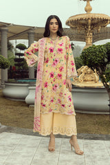 03 Piece Stitched Printed Embroidered With Printed Chiffon Dupatta