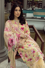 03 Piece Stitched Printed Embroidered With Printed Chiffon Dupatta