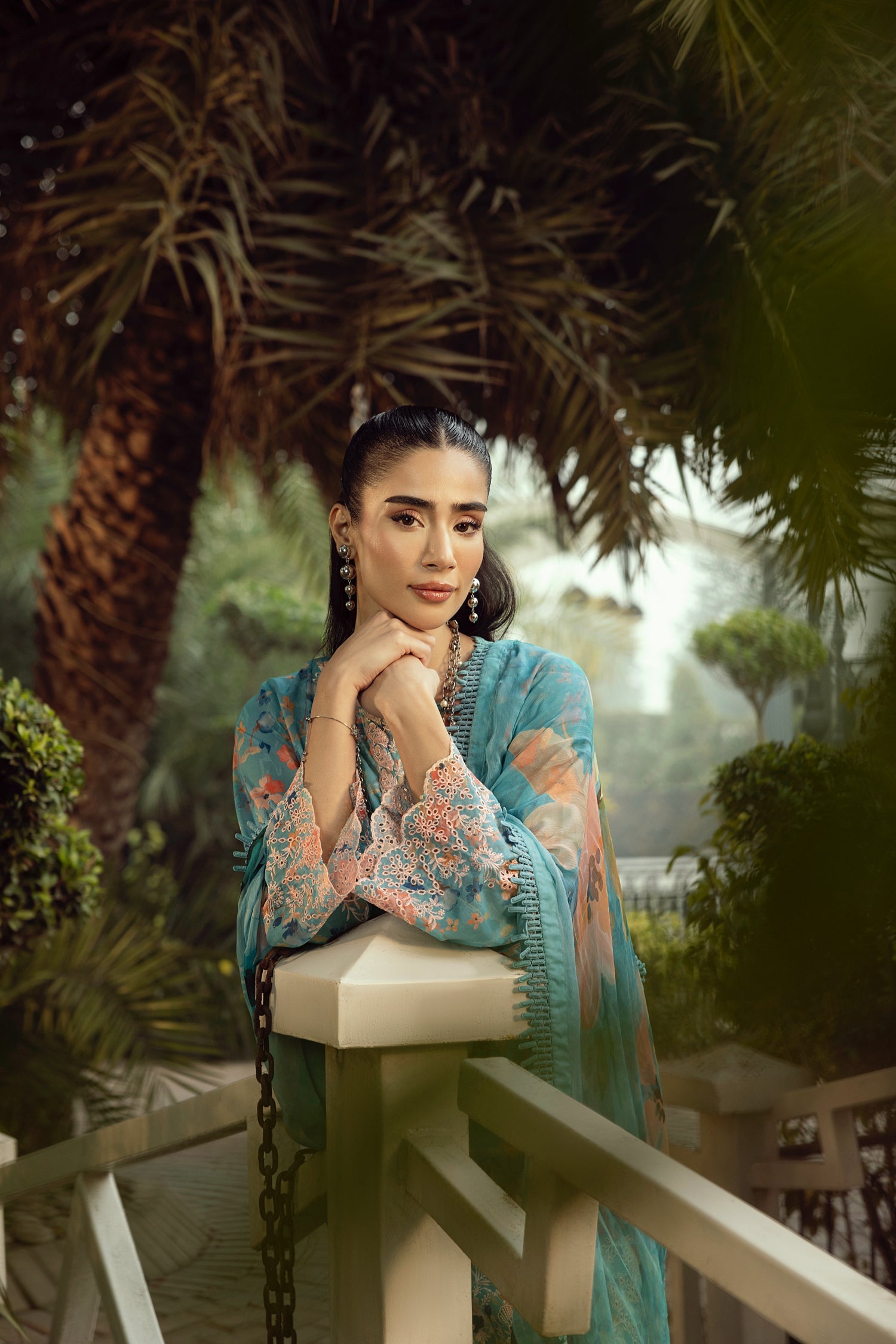03 Piece Stitched Printed Embroidered With Printed Chiffon Dupatta