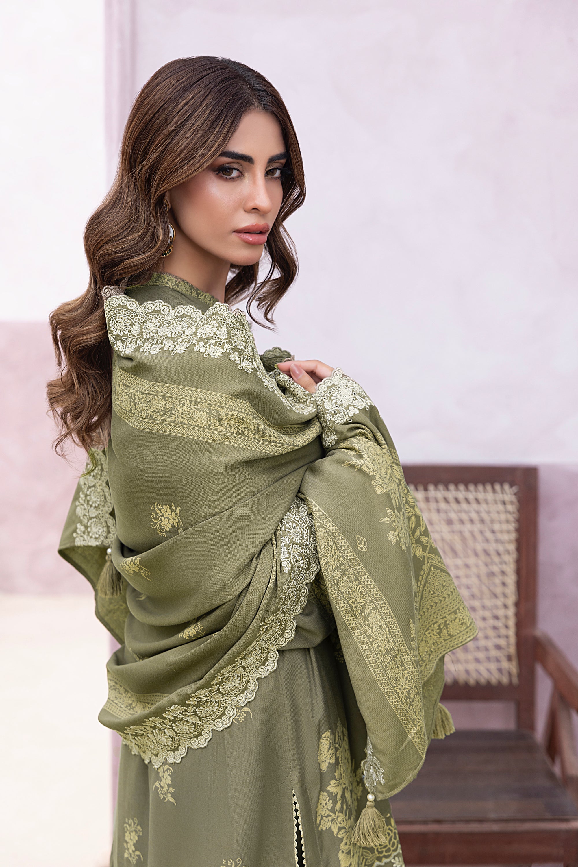03 Piece Stitched Printed Embroidered Cashmi Wool