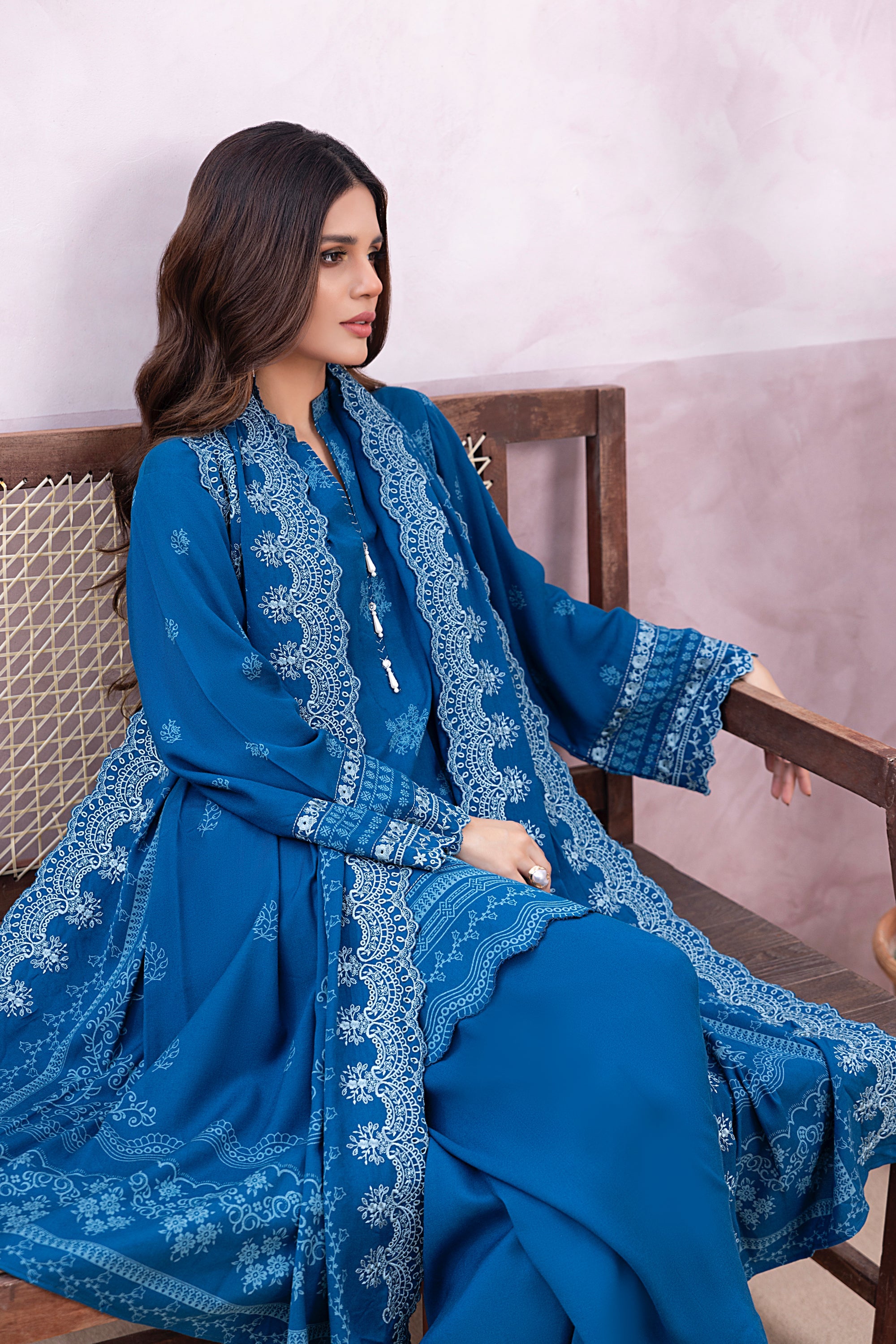 03 Piece Stitched Printed Embroidered Cashmi Wool