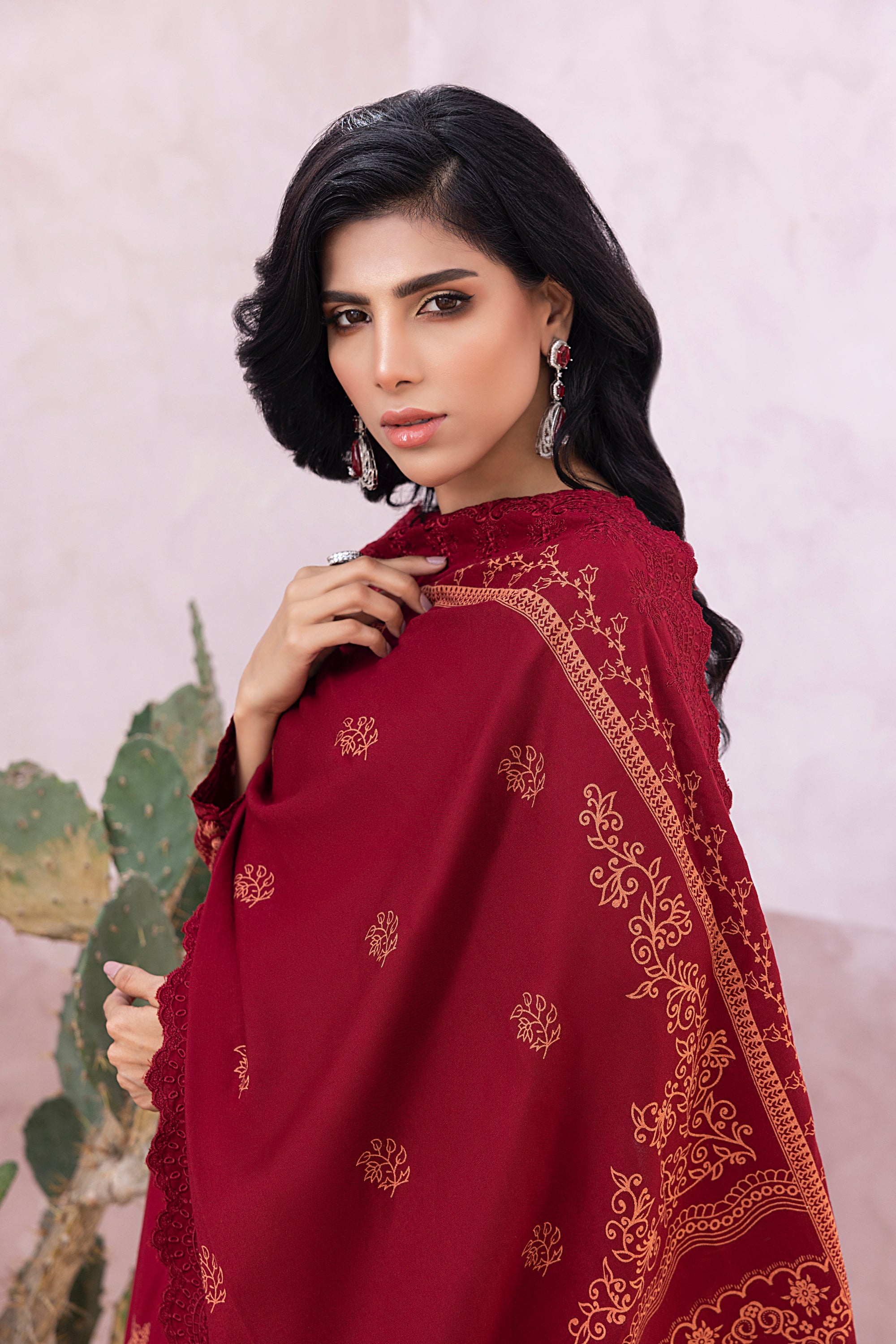 03 Piece Stitched Printed Embroidered Cashmi Wool
