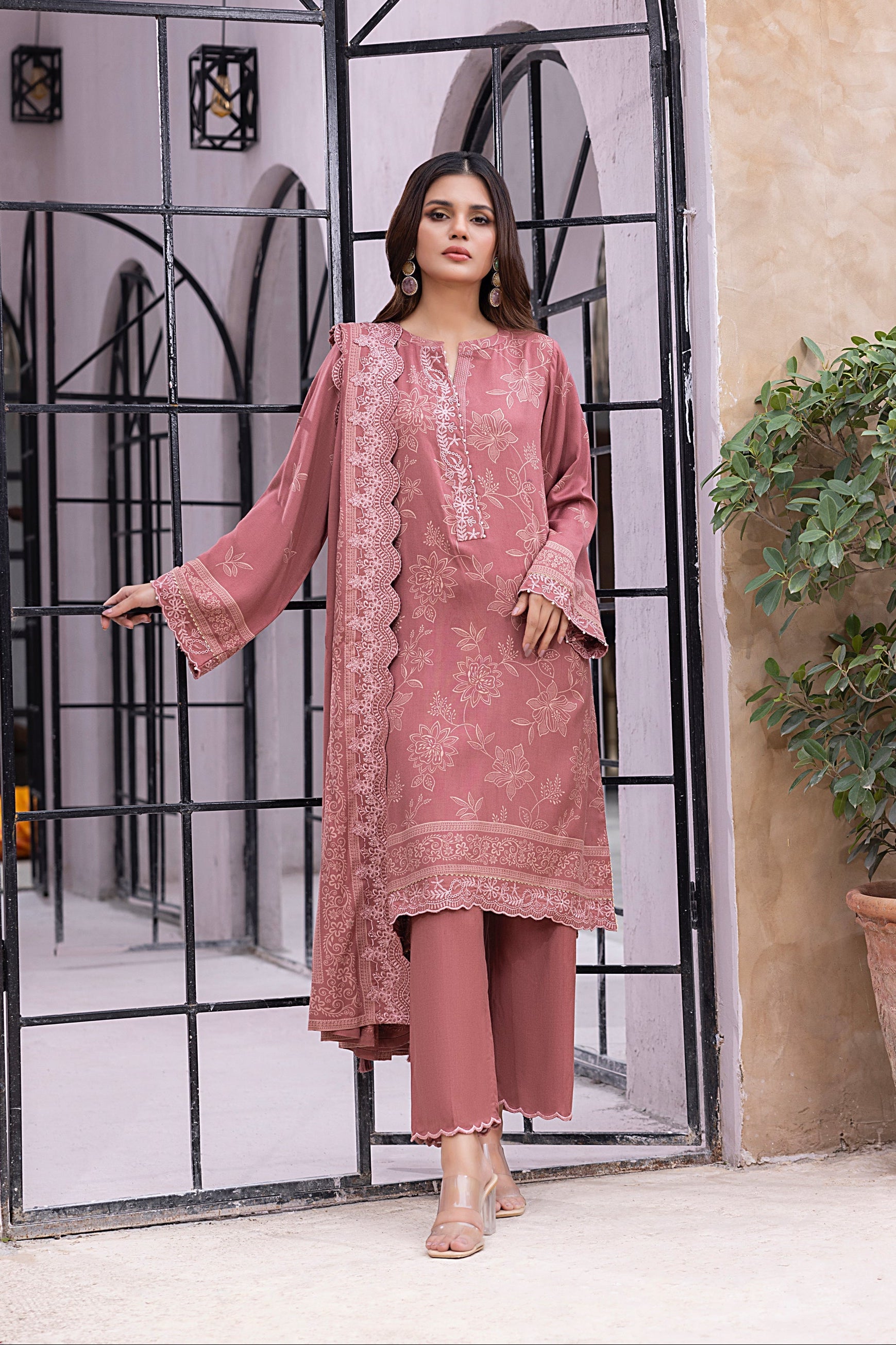 03 Piece Stitched Printed Embroidered Cashmi Wool