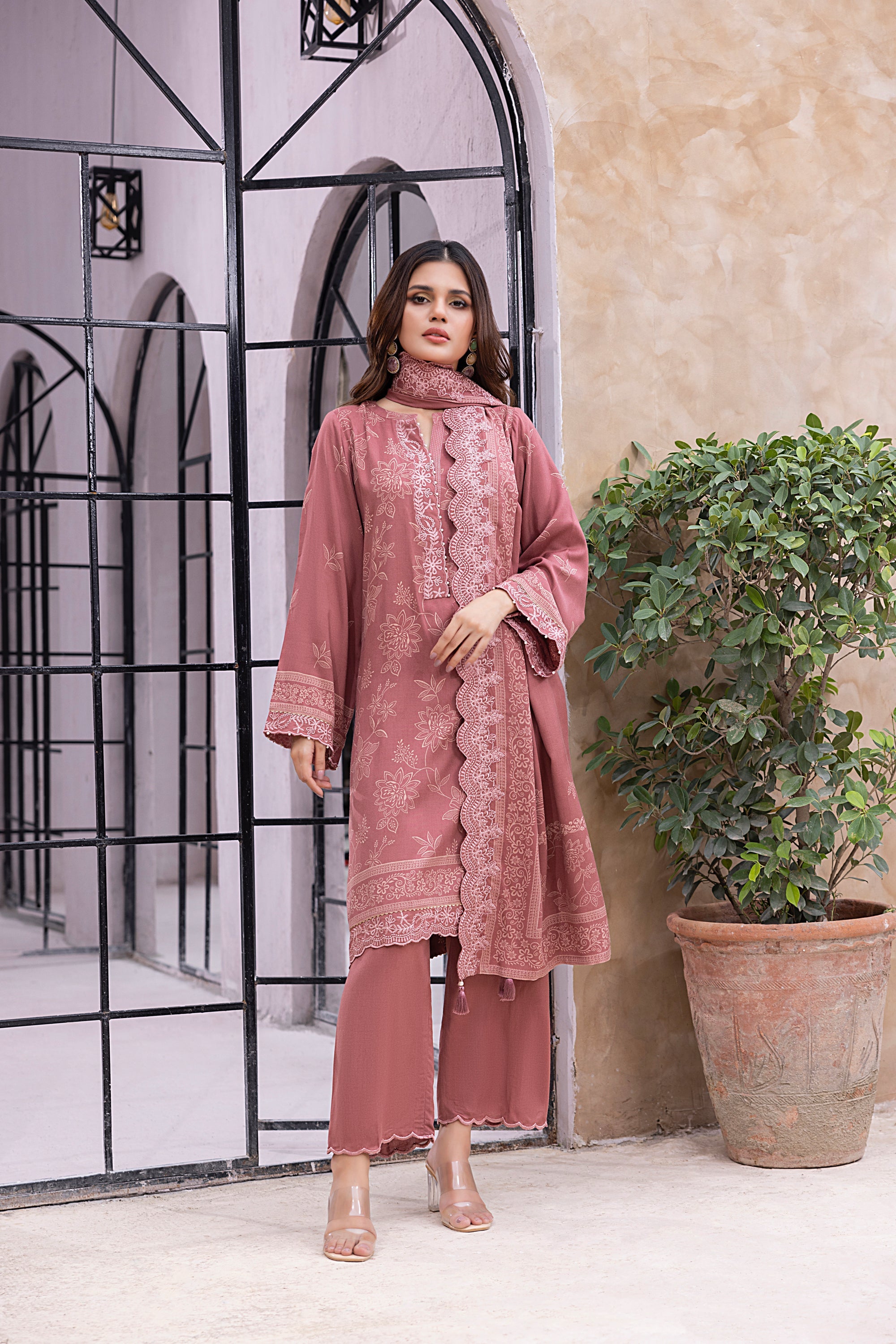 03 Piece Stitched Printed Embroidered Cashmi Wool