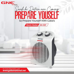 Gaba National GN-2127 Fan Heater 2000 Watts A Quality Product Designed Thailand 1 Year Brand Warranty