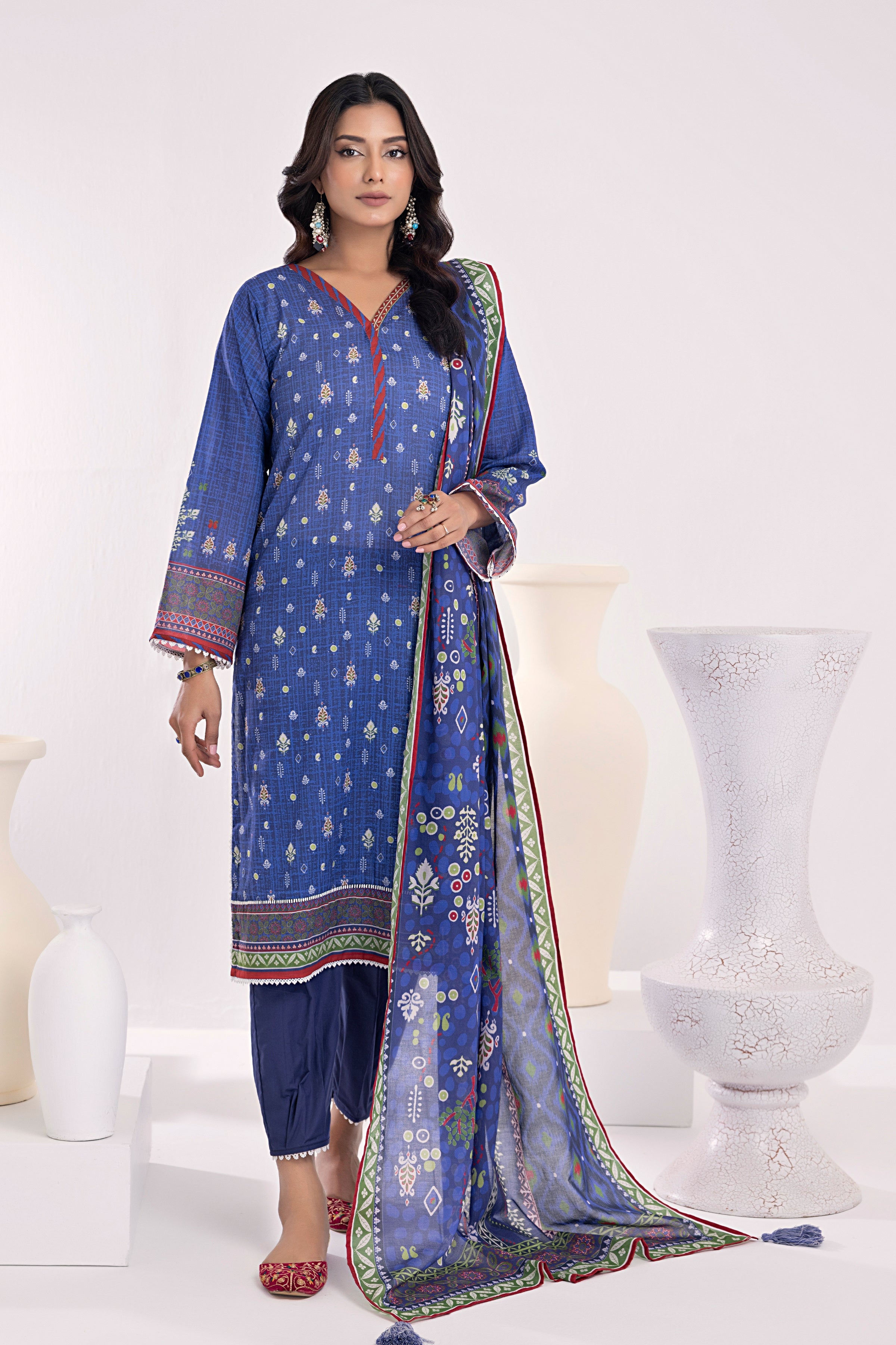 03 Piece Stitched Printed Lawn