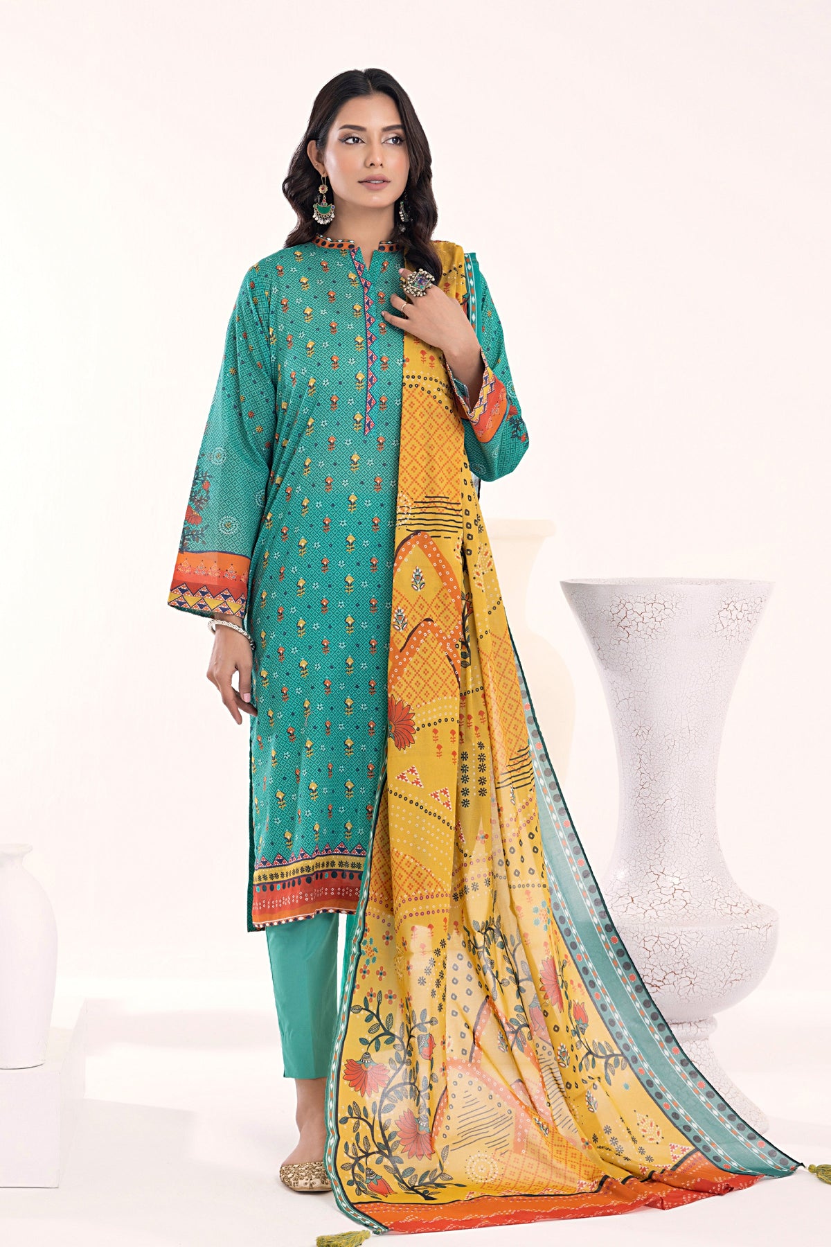 03 Piece Stitched Printed Lawn