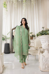 03 Piece Ready to wear Embroidered Organza
