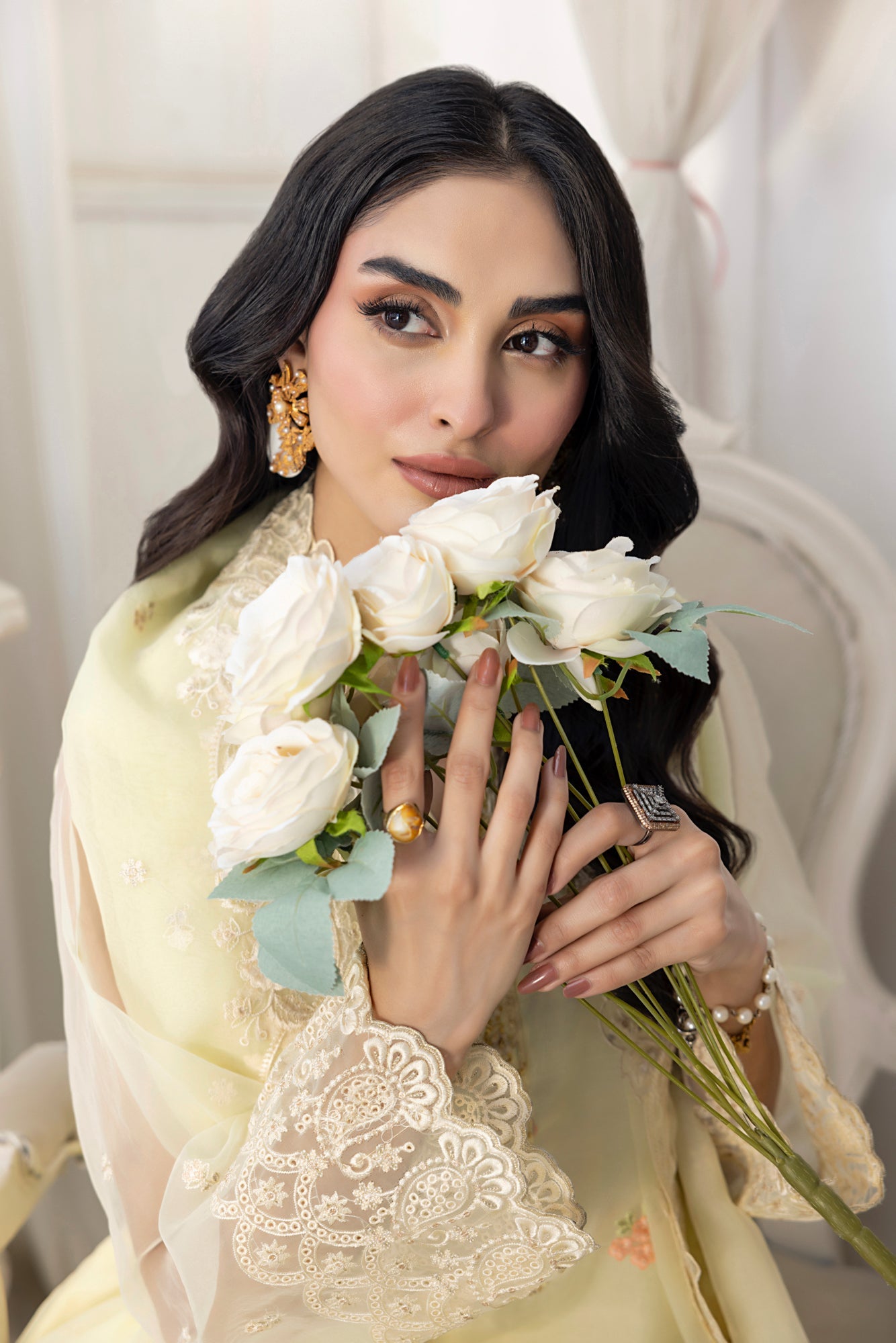 03 Piece Ready to wear Embroidered Organza