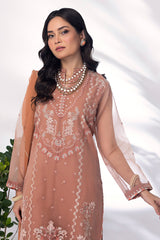 03 Piece Ready to wear  Embroidered Organza with printed chiffon dupatta