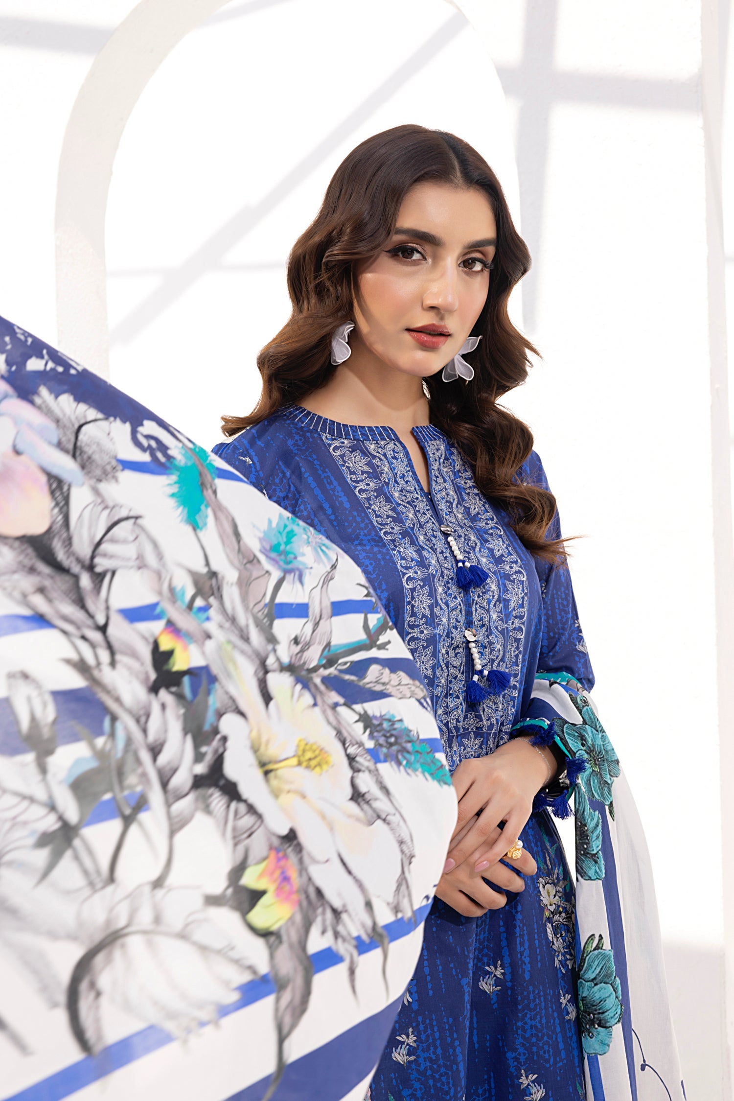 02 Piece Unstitched Printed Shirt & Dupatta - View 2 - Lakhany