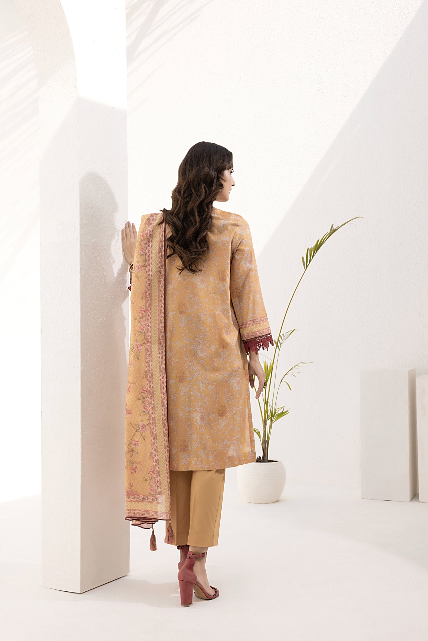 02 Piece Unstitched Printed Shirt & Dupatta - View 3 - Lakhany