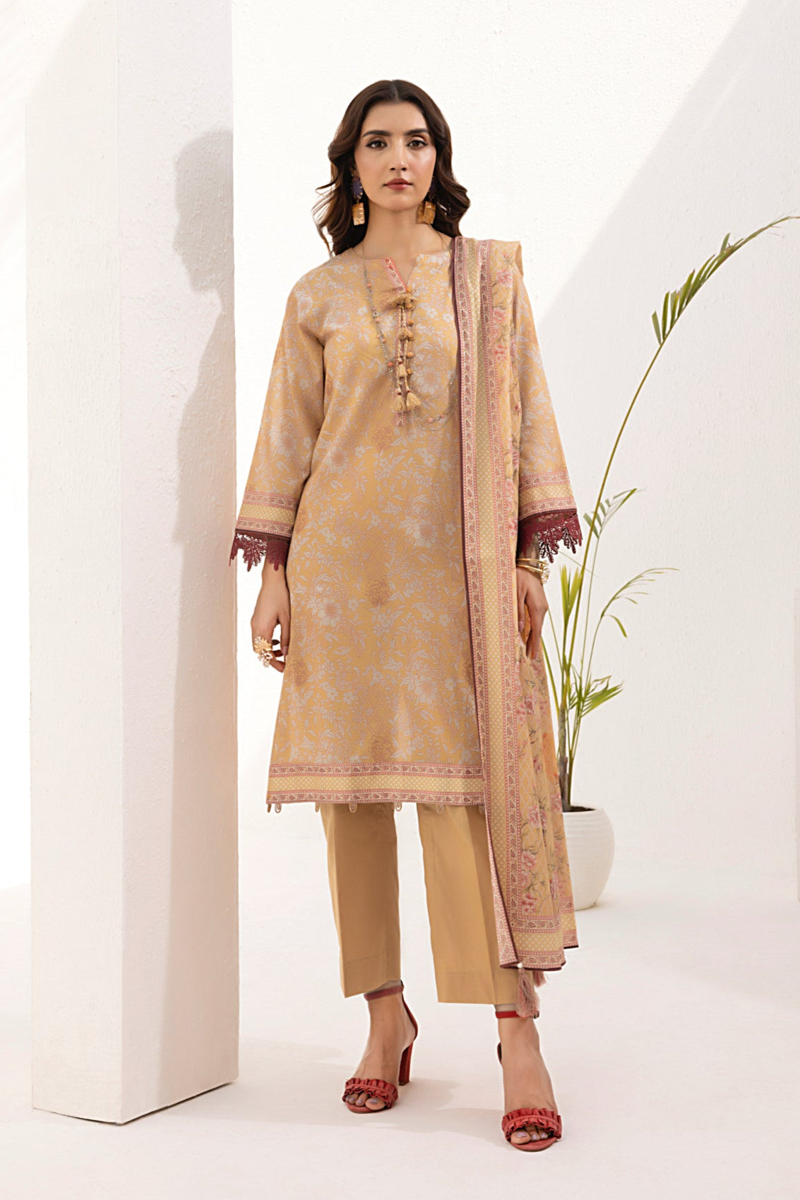 02 Piece Unstitched Printed Shirt & Dupatta - Lakhany