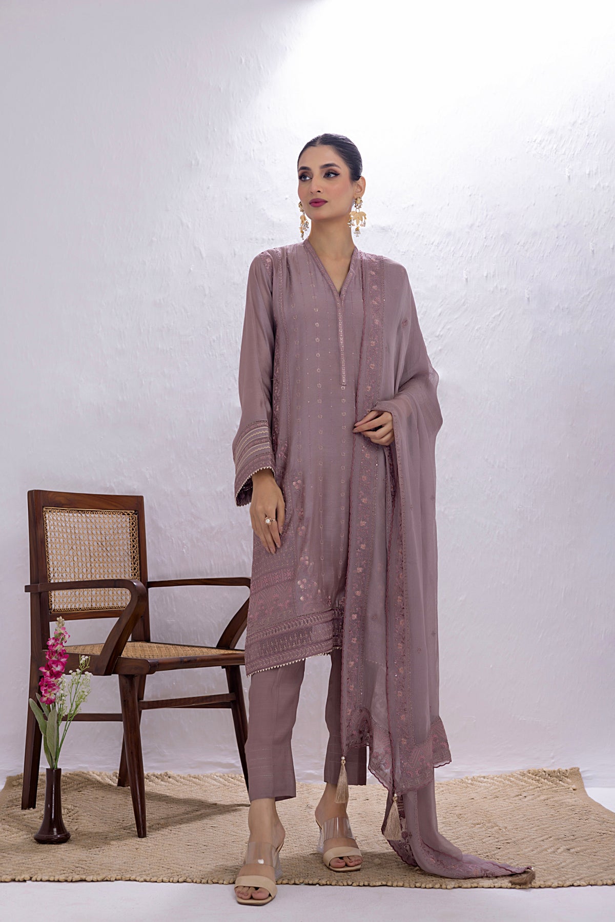 03 Piece Ready to wear  Embroidered Luxury Pret