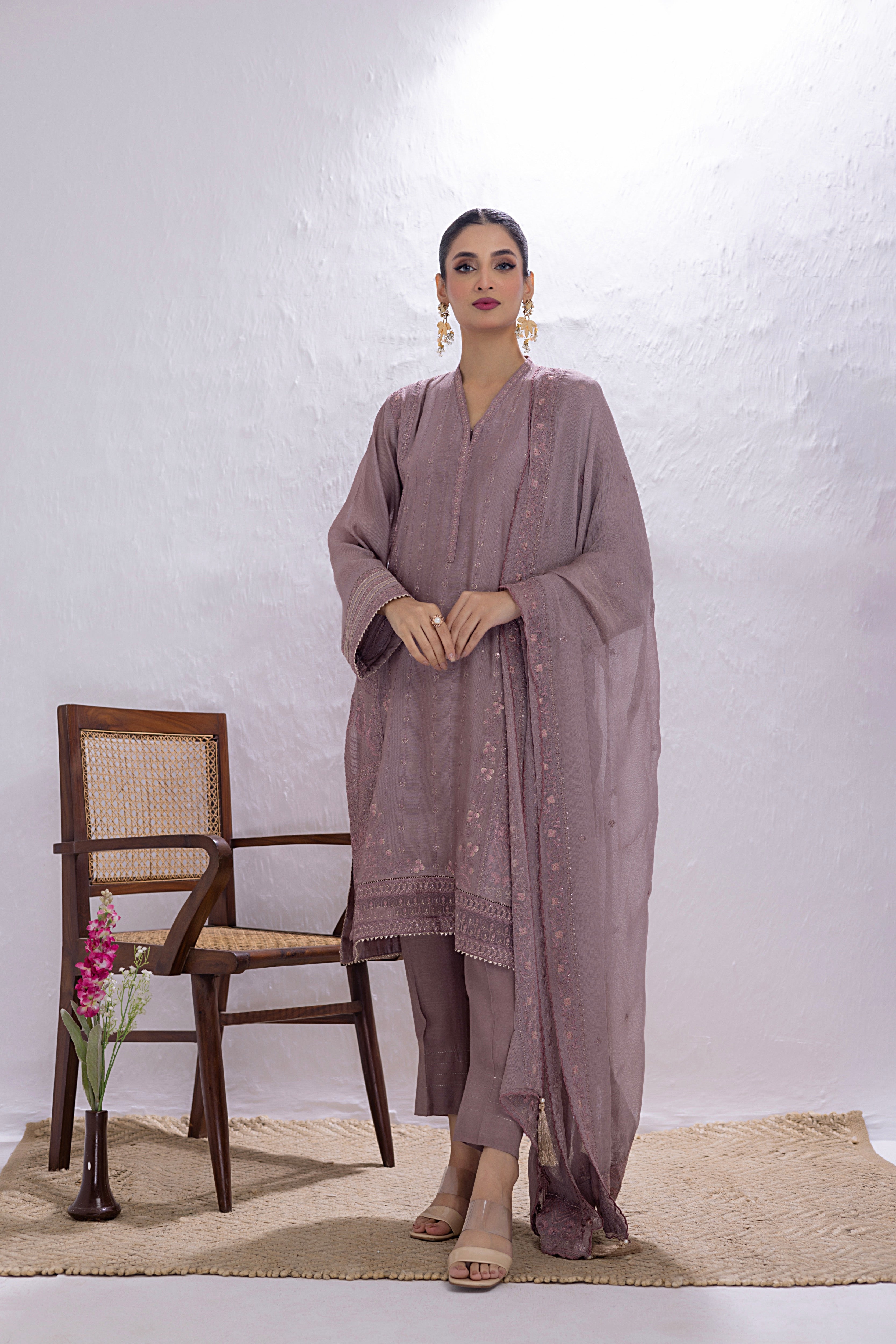 03 Piece Ready to wear  Embroidered Luxury Pret