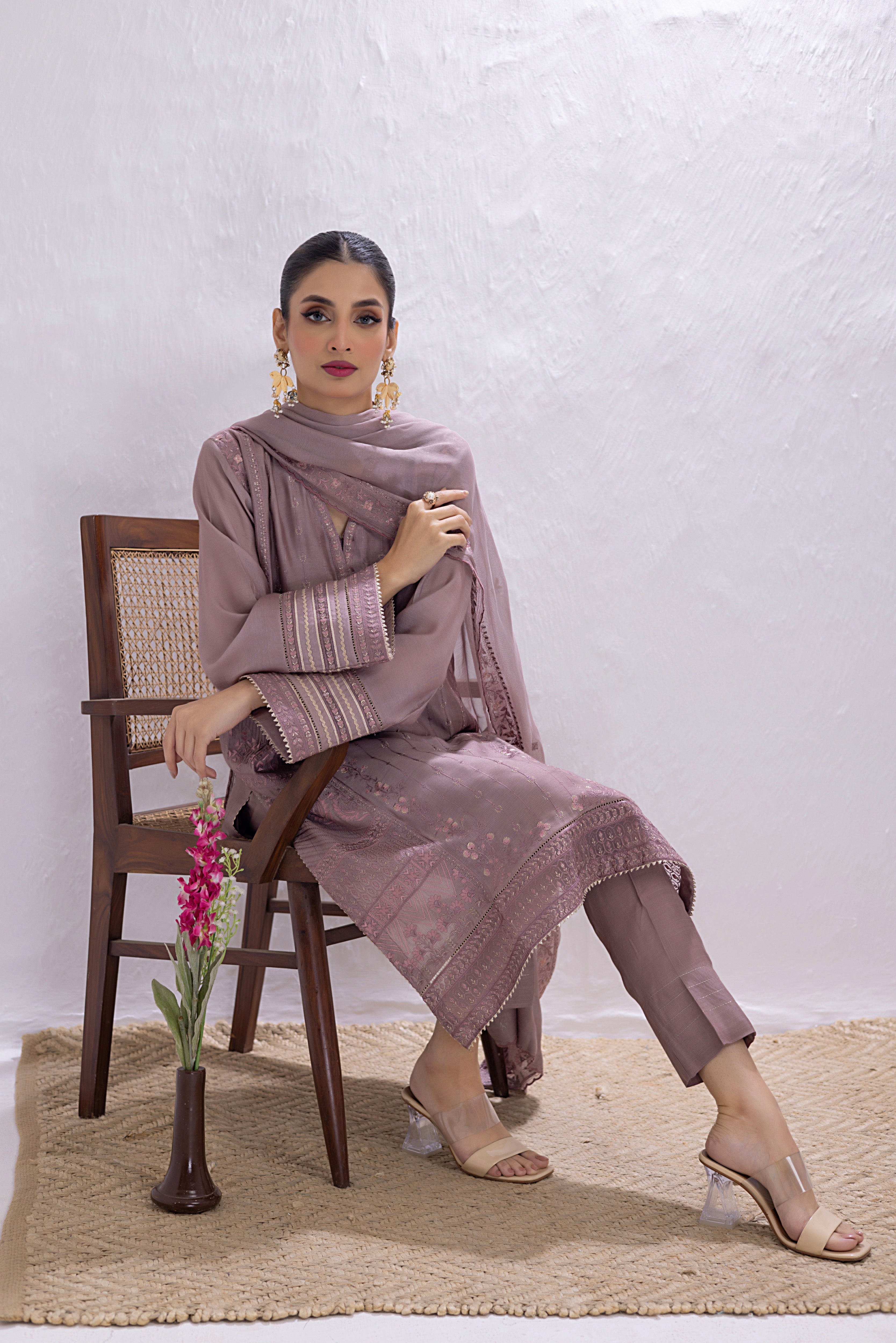 03 Piece Ready to wear  Embroidered Luxury Pret