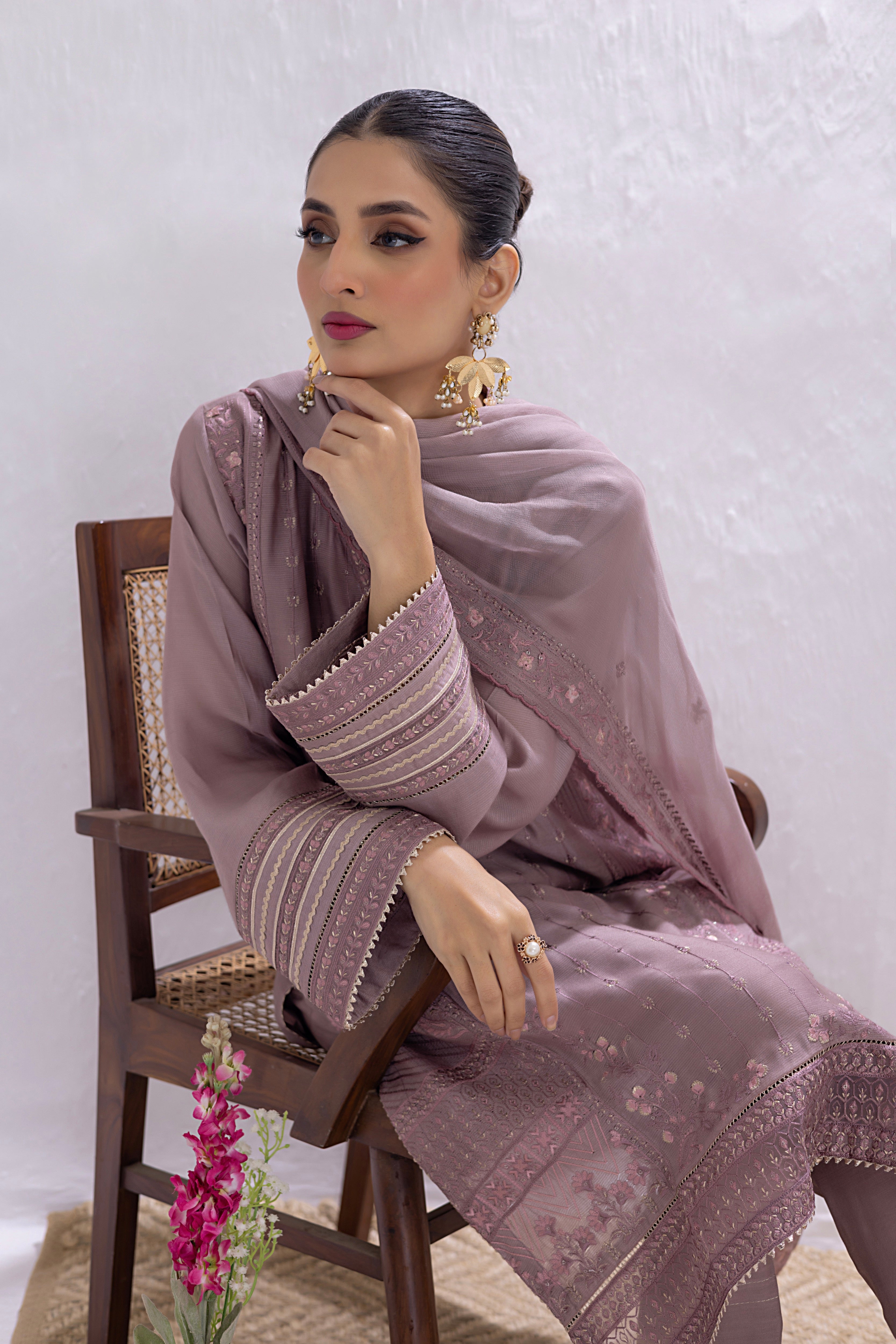 03 Piece Ready to wear  Embroidered Luxury Pret