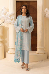 03 Piece Stitched Embroidered with Printed Chiffon Dupatta