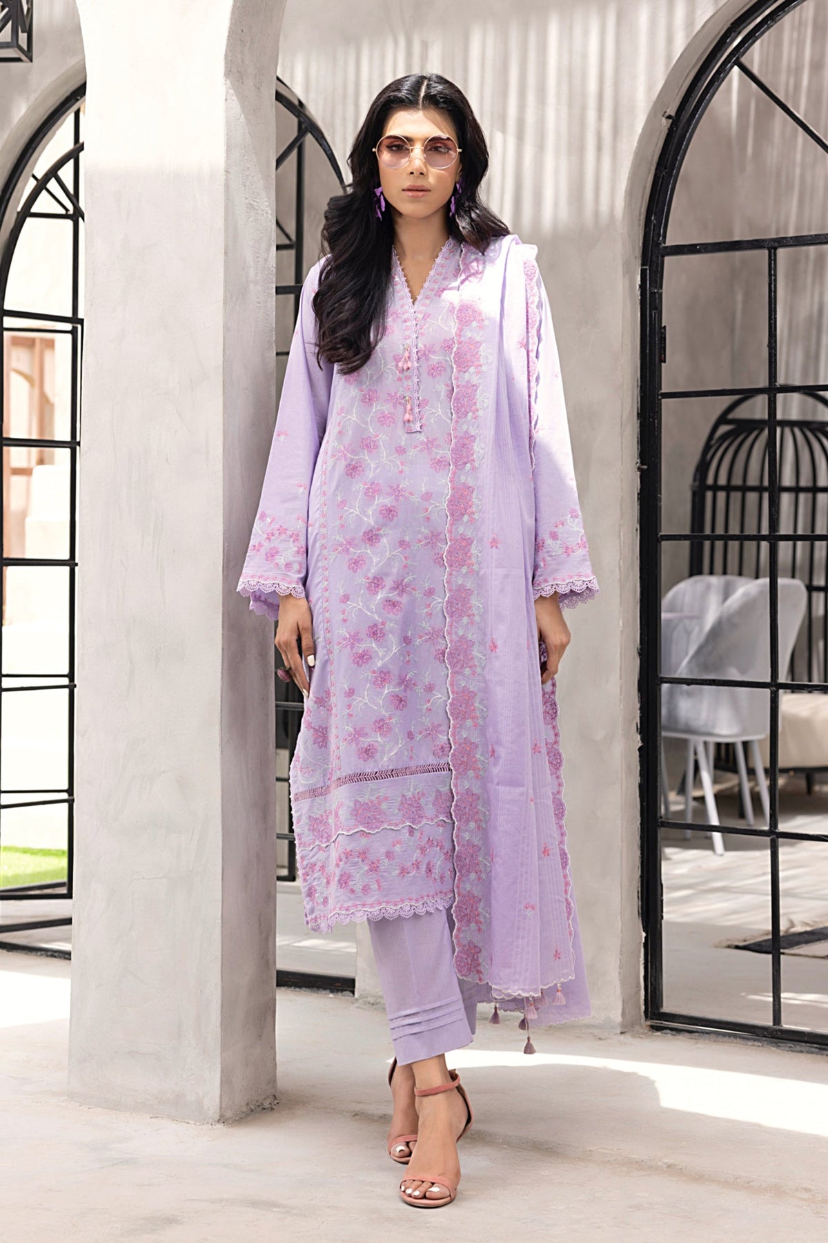 03 Piece Stitched Embroidered With Textured Embroidered Lawn Dupatta