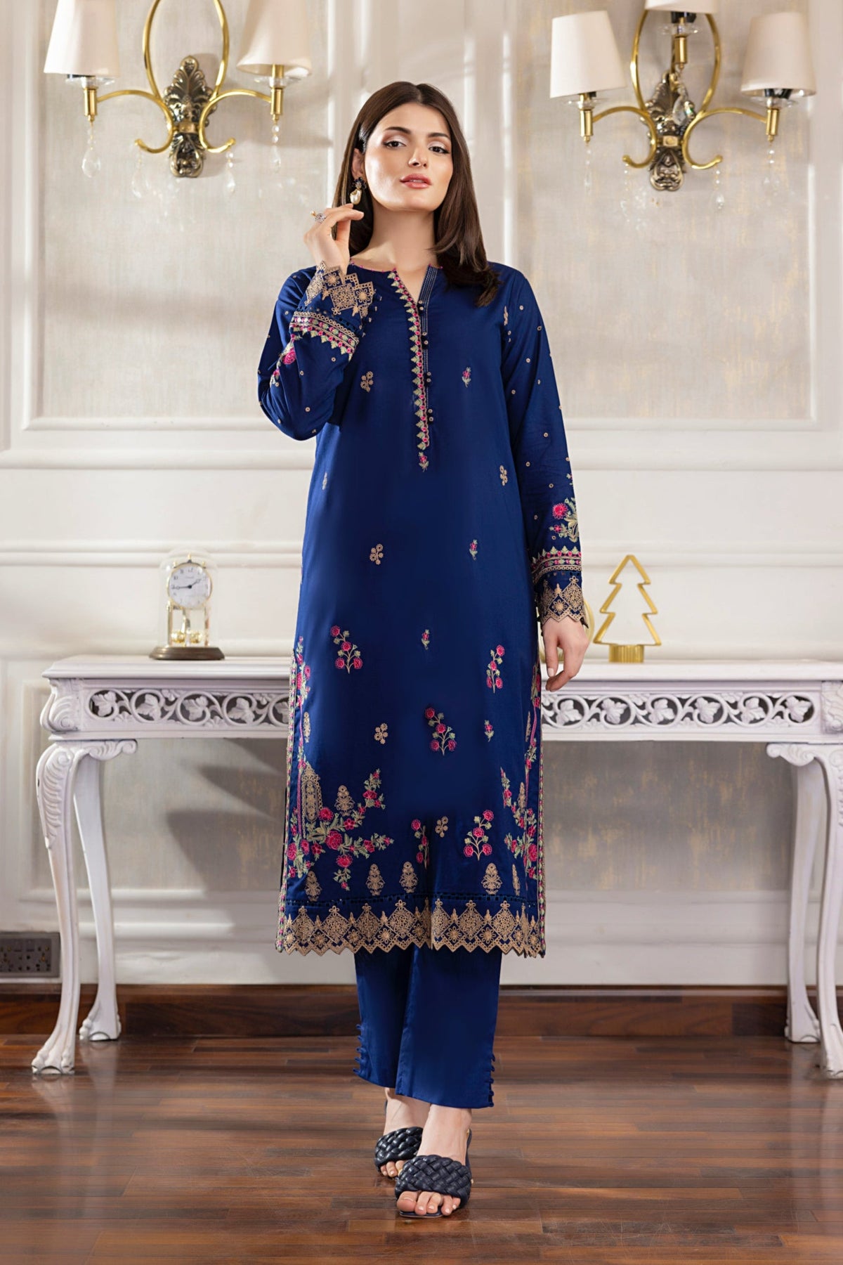 02 Piece Unstitched  embroidered with Shirt & Trouser - Lakhany