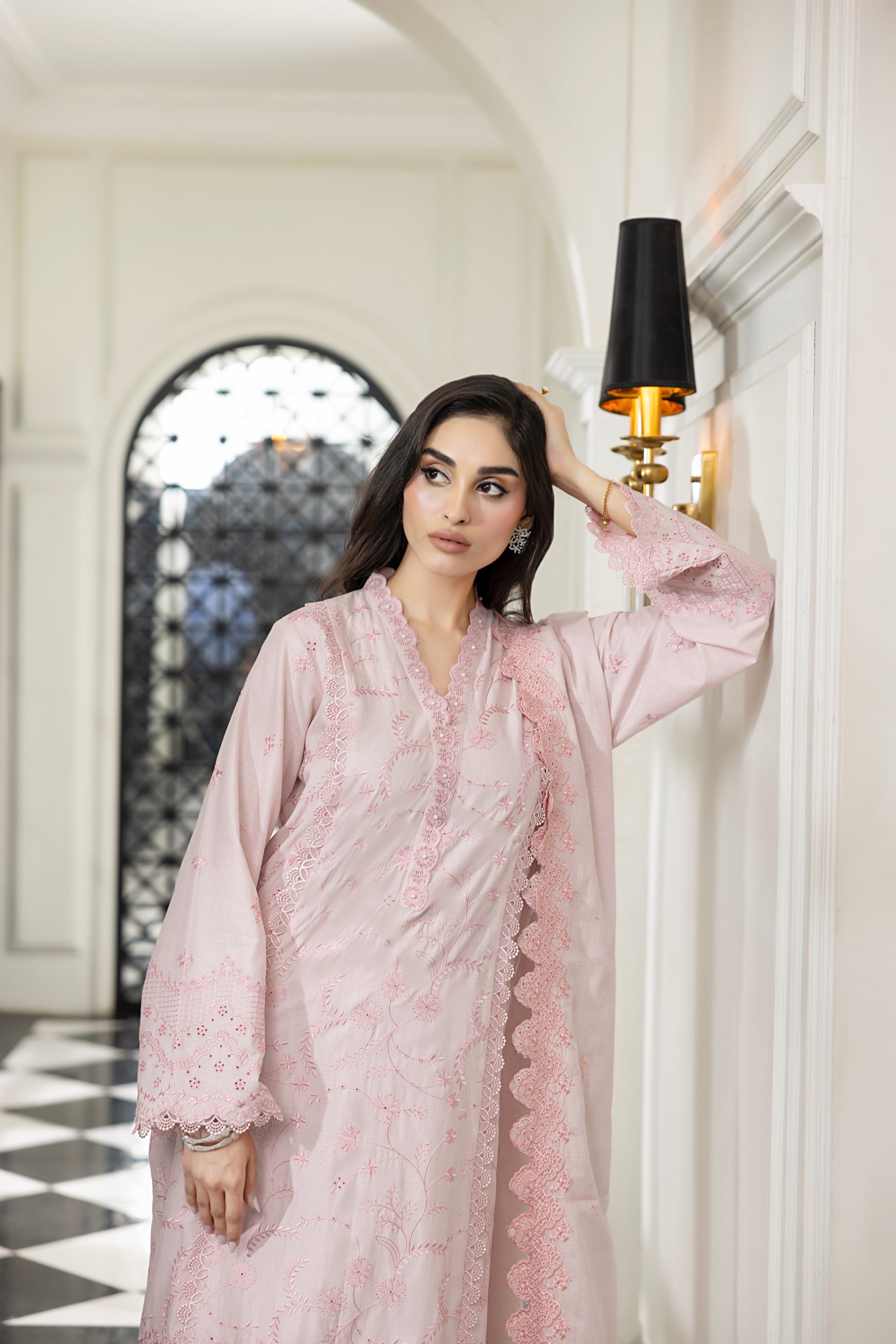 03 Piece Stitched Embroidered With Embroidered Lawn Dupatta