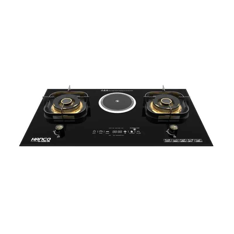 HANCO Cooktops Electric + Gas -HIRC-131 Auto Ignition 100% Imported Latest Model 2 Brass Burners with Electric Ceramic Cooker Brand Warranty
