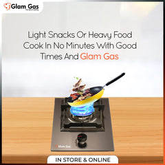 Glam Gas Food book-GG-12 Hob Grey  |1 Burner | Kitchen Gas Stove | Gas Stove  1 Year Brand Warranty