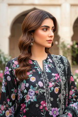 03 Piece Unstitched Embroidered with cutwork embroidered lawn dupatta - Design 25
