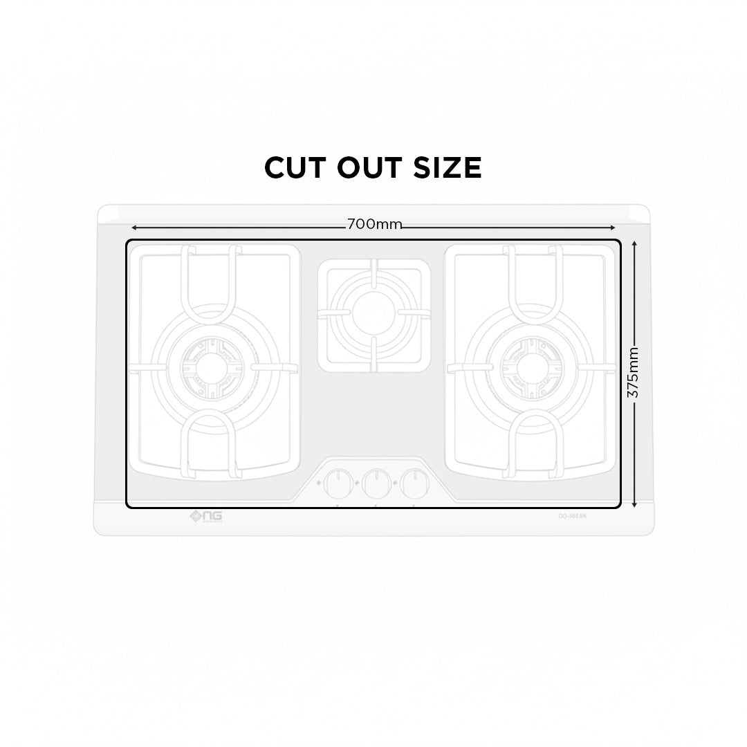 Nasgas Built In Hobs  DG-333 BK (Steel Top) Heavy gauge double shade steel top 1 Year Brand Warranty