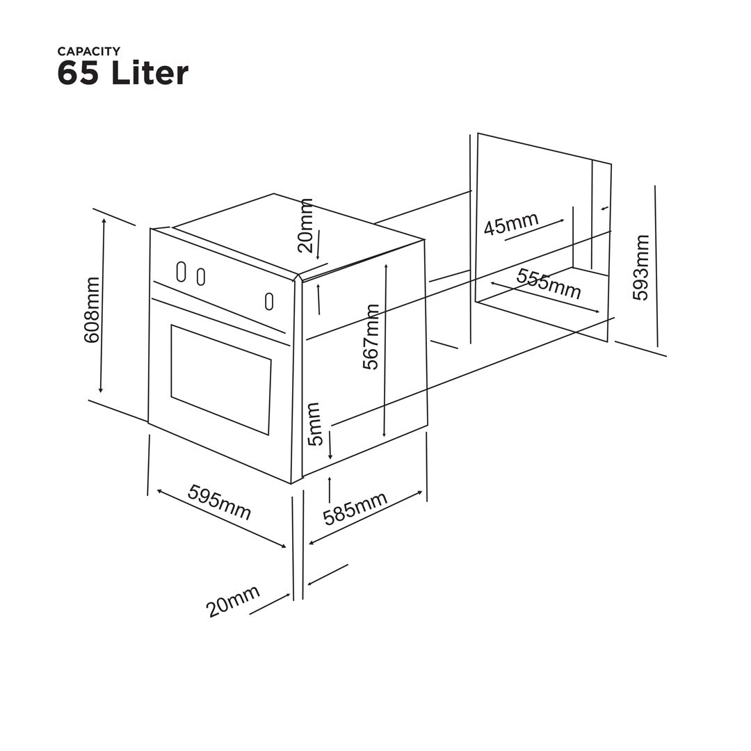 Nasgas Built in Oven NG-551 Fully Efficient Thermostatically Controlled Oven 1 Year Brand Warranty