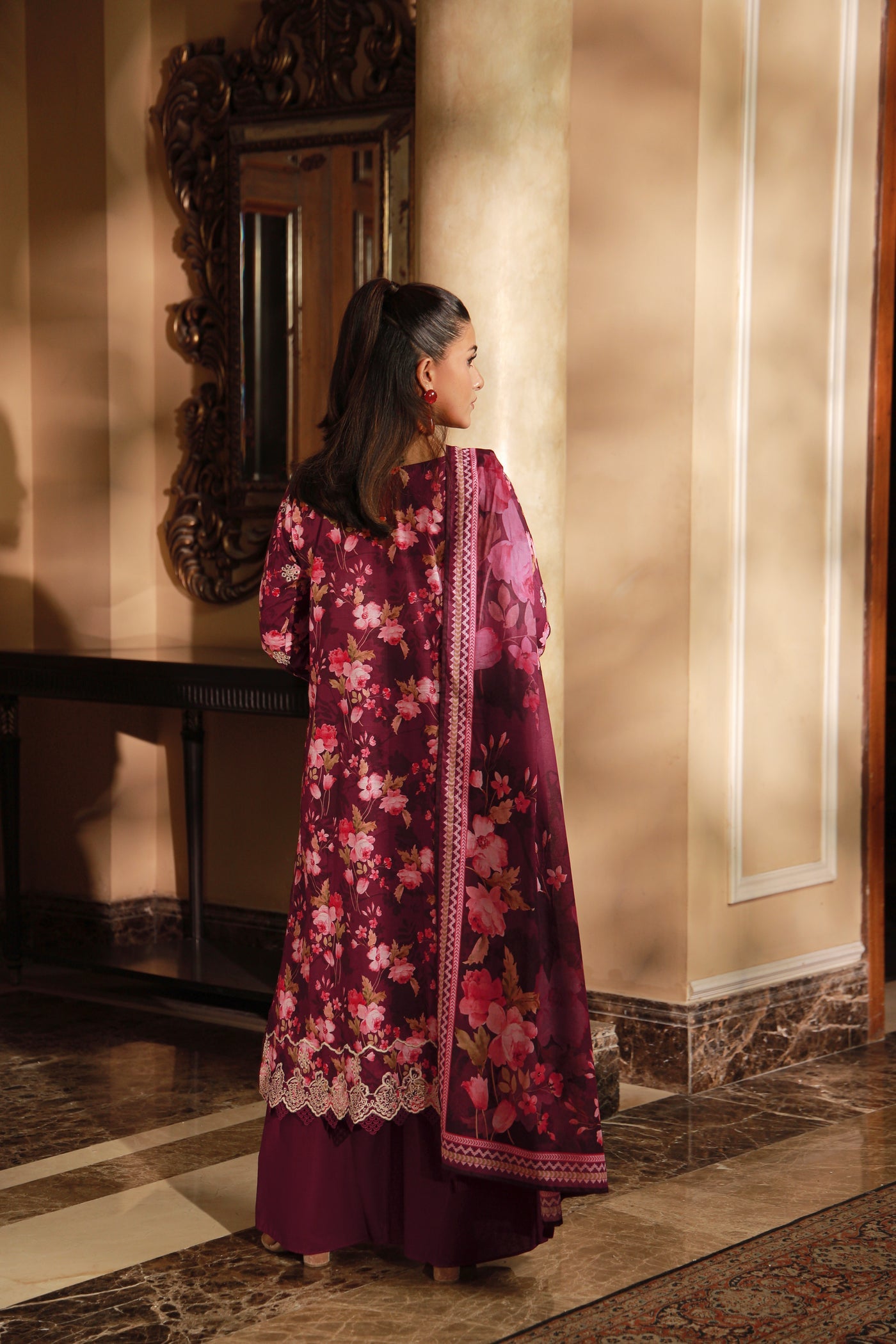 03 Piece Unstitched Embroidered With Printed Lawn Dupatta Komal Lawn - Design 30