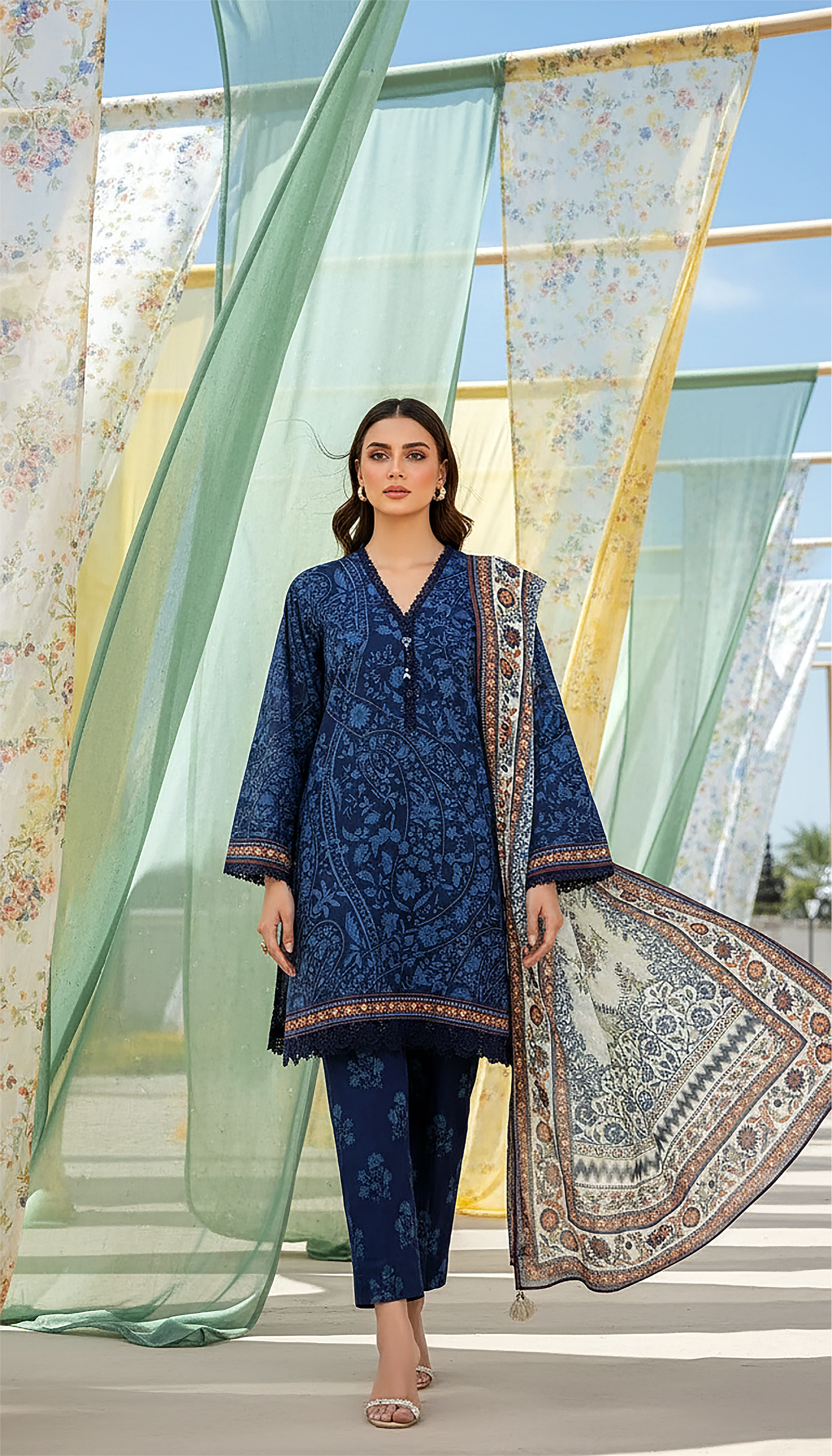 03 Piece Stitched Printed Lawn