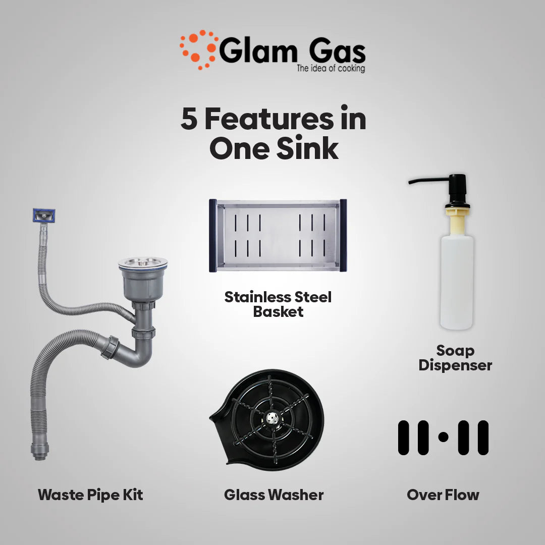 Glam Gas Sink Lifestyle-11 Single Kitchen Bowl Stainless steel sink Brand Warranty