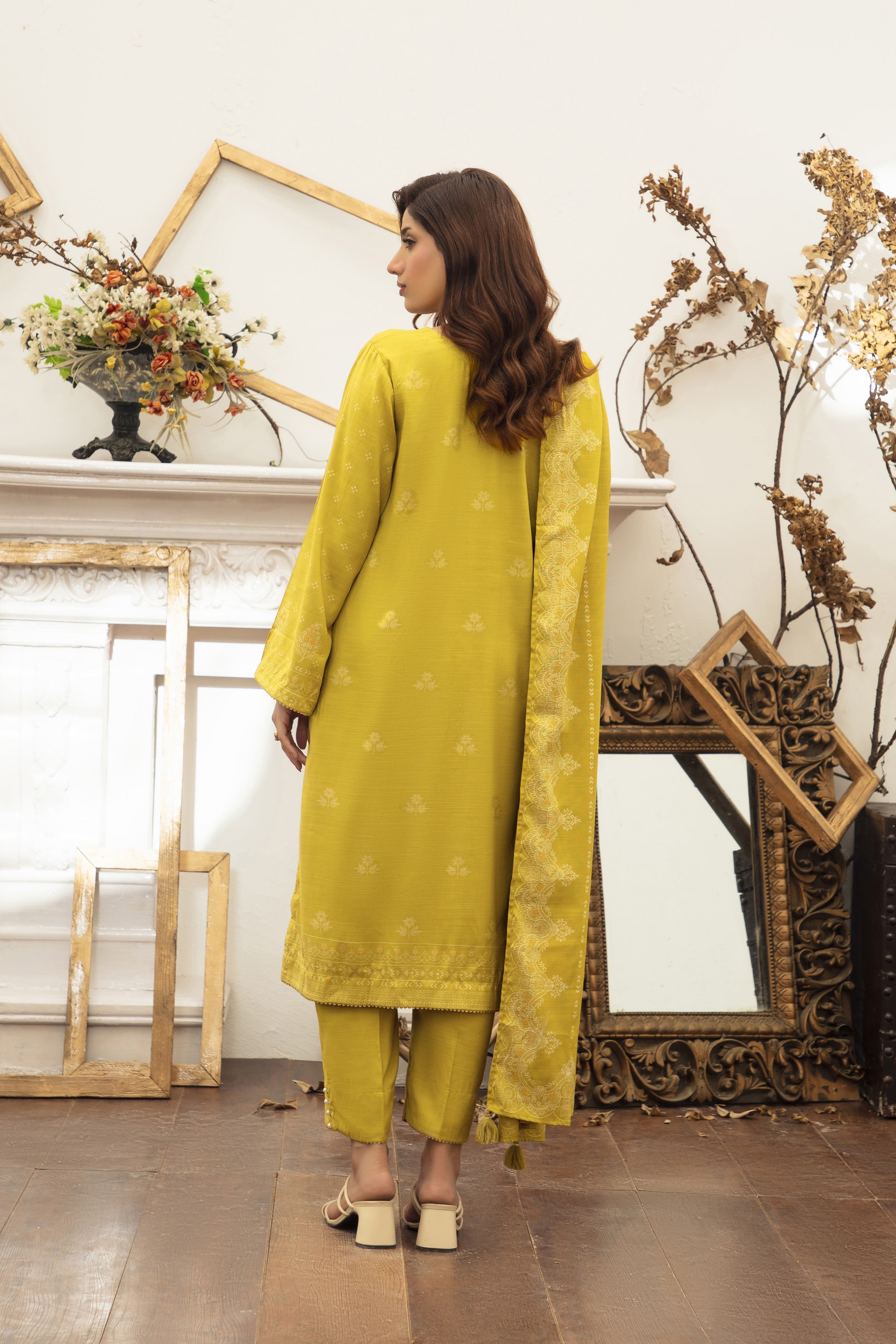 03 Piece Stitched Textured Pearl Printed Marina