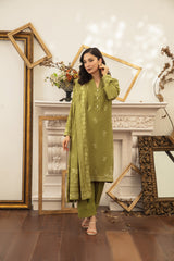 03 Piece Stitched Textured Pearl Printed Marina